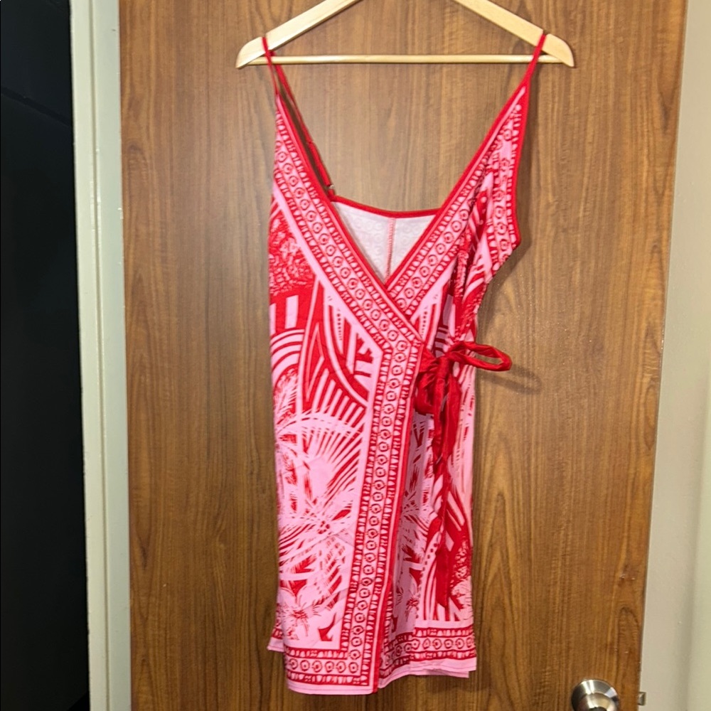 Pink Patterned Wrap Dress - Picture 5 of 8